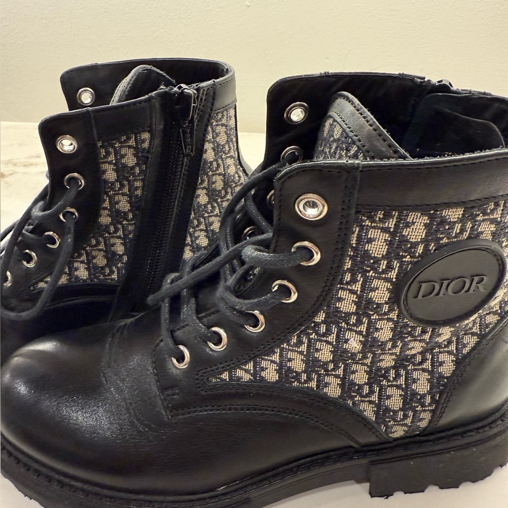 Dior Black and White Combat Boots